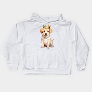 Watercolor Labrador Retriever Dog Wearing a Crown Kids Hoodie